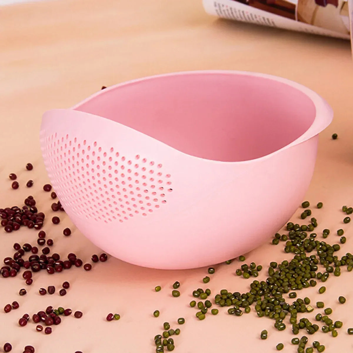 Multi-Purpose Rice & Fruit Drain Basket with Handle