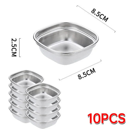 Outdoor Camping Stainless Steel Sauce Plate, Divided Sauce Dip Bowl,1/2/3 Ketchup Sauce Bowl, Picnic Barbecue Sauce Tray