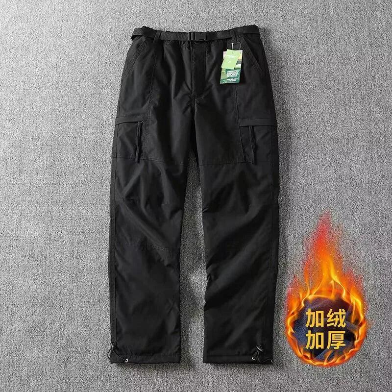 Outdoor Workwear Pants Men's Loose Fleece Lined Thick Soft  Hiking Mountain Climbing Windproof Waterproof Jacket Pants