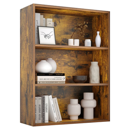 JHK 3-4 Tier Wooden Shelf Bookcase Tall Floor Standing Open Bookshelf for Living Room and Home Office Personalized Storage