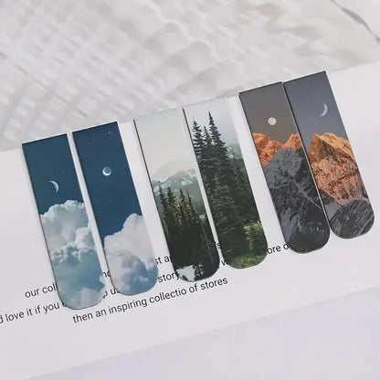 2pcs Forest Landscape Magnetic Bookmark For Pages Books Readers - Urbizia