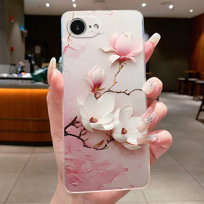 For iPhone 16e Case Clear Luxury Fashion Butterfly Flowers Soft TPU Silicone Jelly Back Cover for Apple iPhone 16e Phone Case
