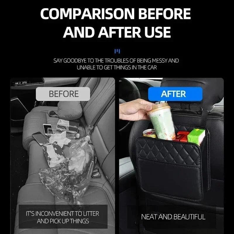 Leather Car Seat Back Storage and Organizer Bag