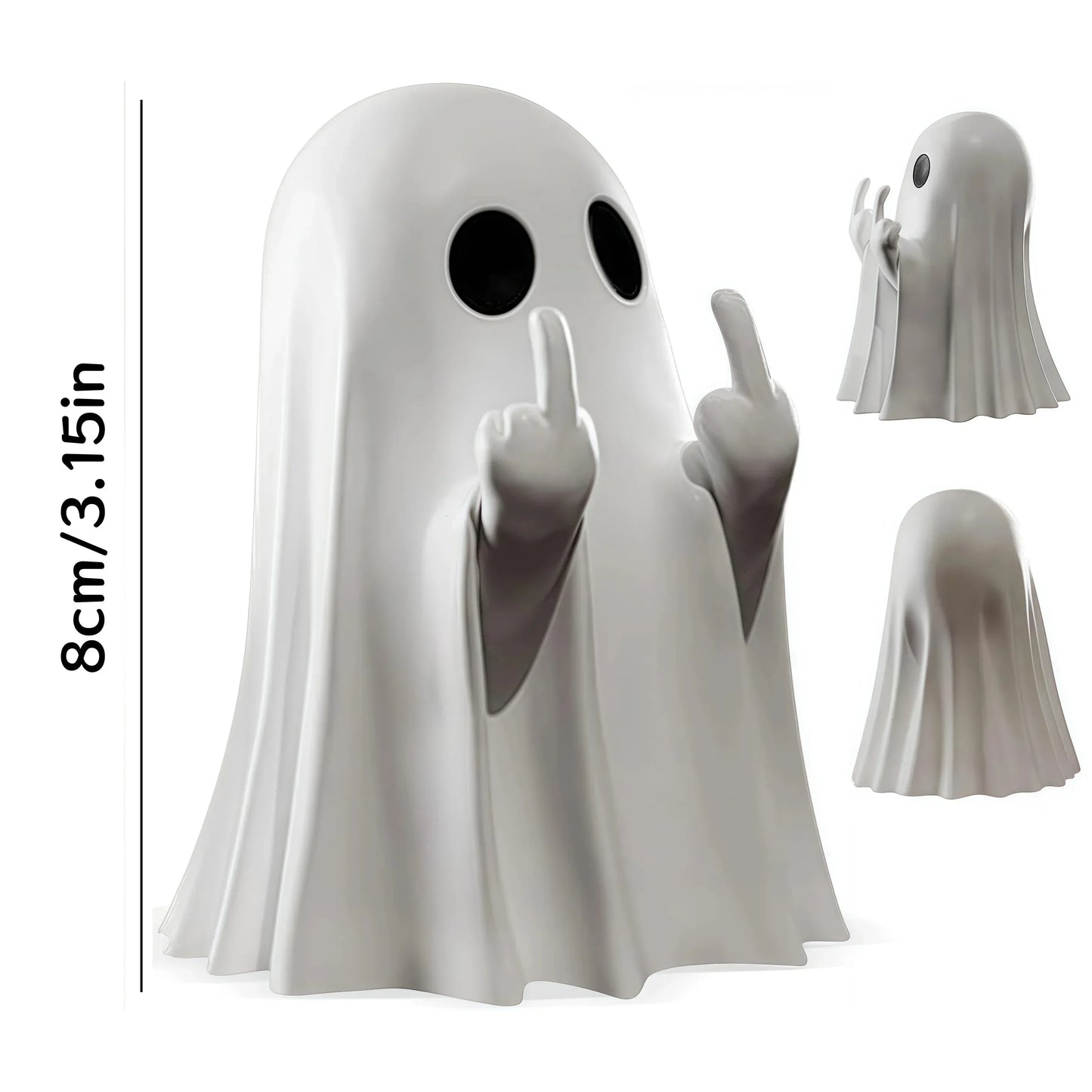 Middle Finger Cute Ghost Statue, Ghosts Small Scary Ghost Figurines, Halloween Home Decorations, Coffee Table Centerpieces Shelf - Urbizia