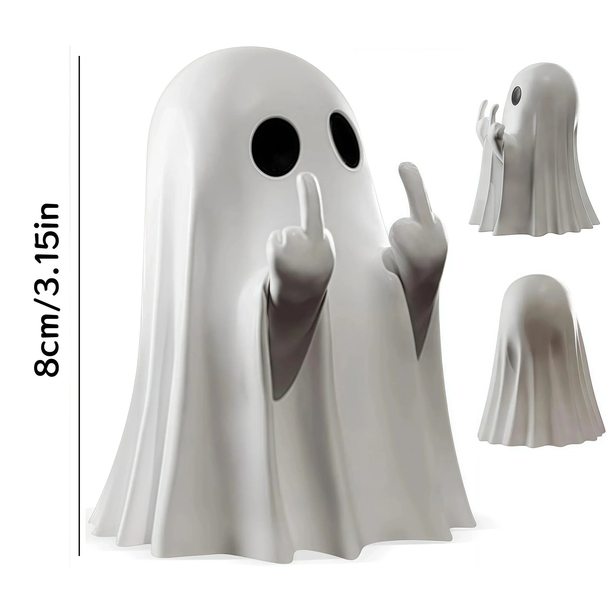 Middle Finger Cute Ghost Statue, Ghosts Small Scary Ghost Figurines, Halloween Home Decorations, Coffee Table Centerpieces Shelf - Urbizia