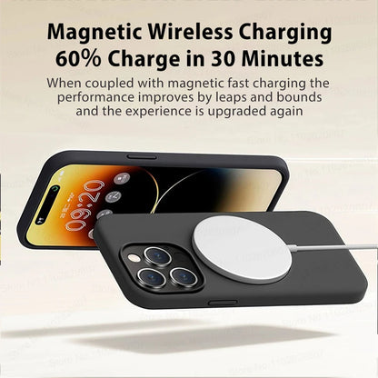 For Magsafe Original Magnetic Cases For iPhone 15 14 13 12 11 Pro Max Plus Wireless Charge Case Liquid Silicone Cover Accessory