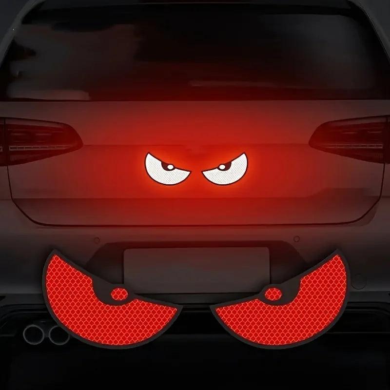 2pcs Car Demon Eye Reflective Stickers Motorcycle Improve Vehicle Visibility At Night And Driving Safety