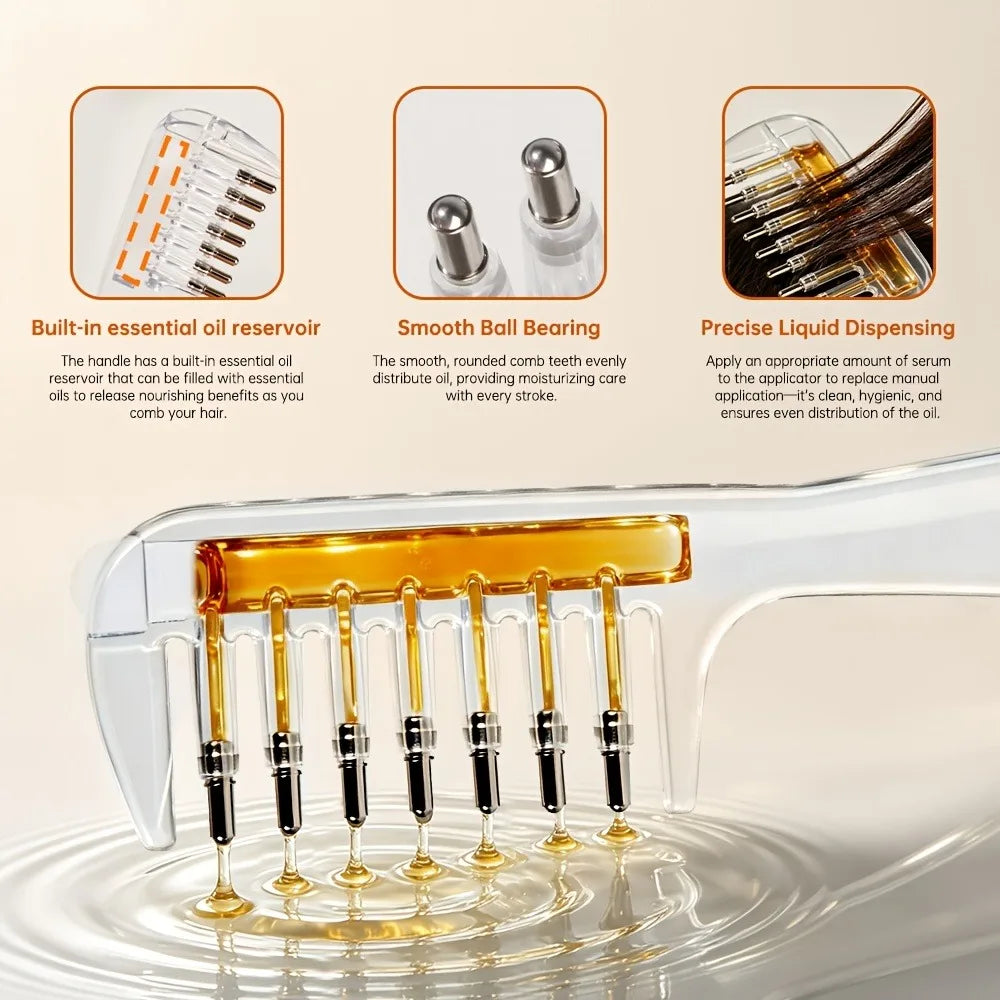Portable Transparent Hair Root Comb Liquid Guide Applicator Scalp Massage Comb Hair Oil Serum Brush Anti-Leak Hair Care Tool