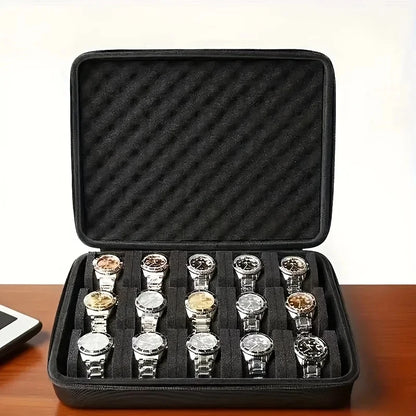 Advanced 15 Slots Pressure Proof Watch Storage Box Portable Travel Watch Display Case Jewelry Organizer for Men Home Office