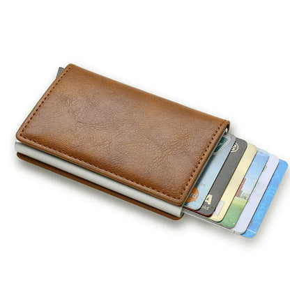 Carbon Fiber Credit Card Holder Wallets Men Brand Rfid Black Magic Trifold Leather Slim Mini Wallet Small Money Bag Male Purses