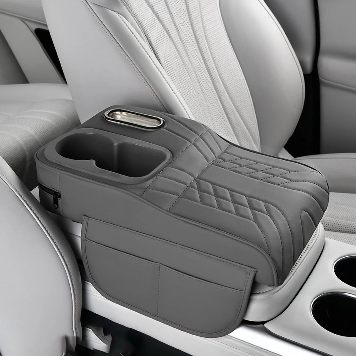 Multifunctional Car Armrest Cushion, Center Console Cover with Tissue Holder, Cup Slot and Side Pockets