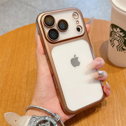 Luxury Frosted Transparent Matte Phone Case For iPhone 16 15 17 18 Pro Max Air 14 13 12 11 Metallic Color Frame Protection Cover