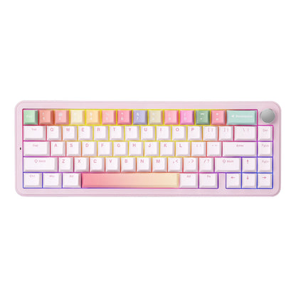 YUNZII B68 Wireless Mechanical Gaming Keyboard, Tri-Mode Hot Swappable Cute Gasket Mounted Creamy Keyboard for Win/Mac,