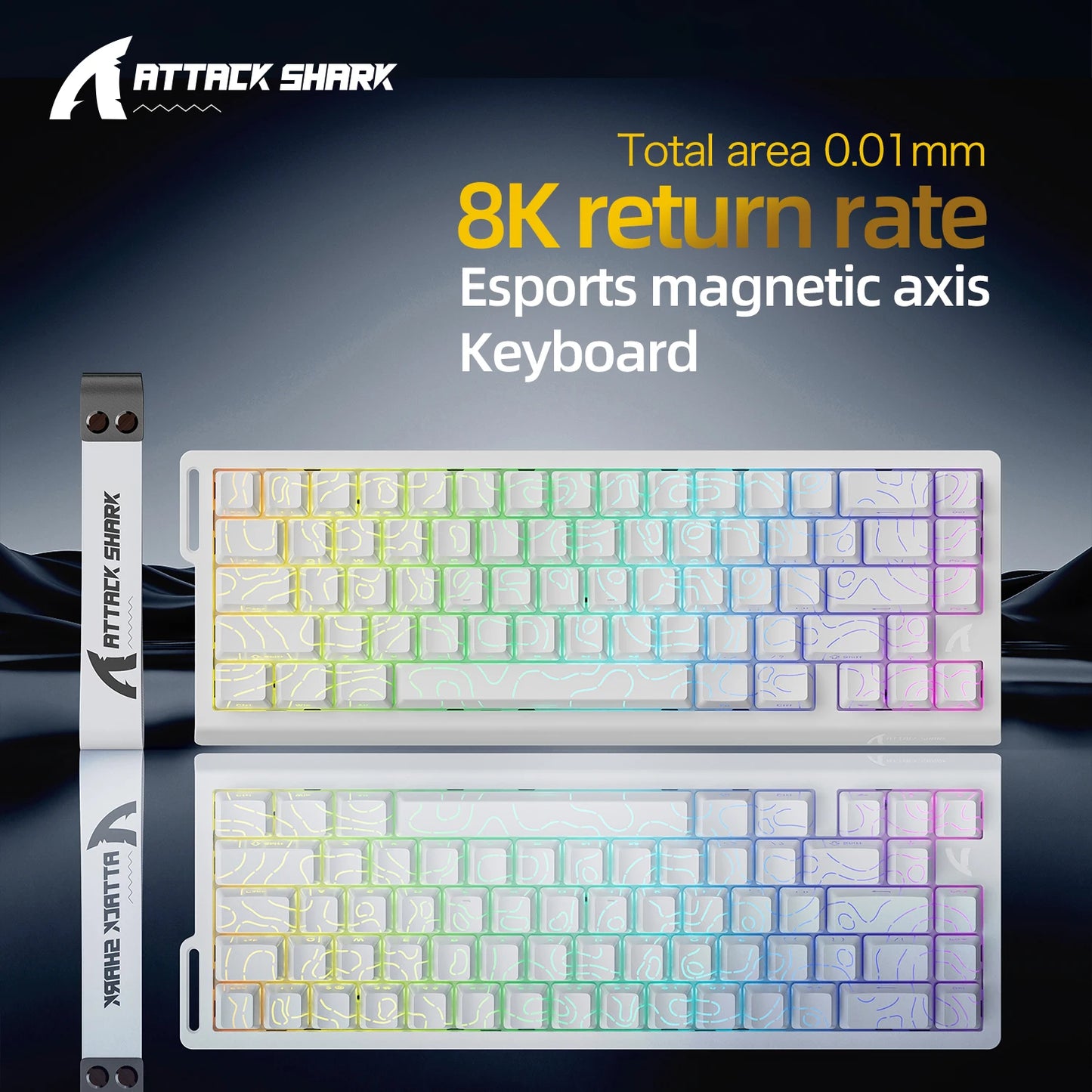 ATTACK SHARK X68HE Esports magnetic axis keyboard 8KHz return rate,total area 0.01mm,and 0.125ms rate class Ultra-low latency
