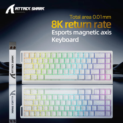 ATTACK SHARK X68HE Esports magnetic axis keyboard 8KHz return rate,total area 0.01mm,and 0.125ms rate class Ultra-low latency