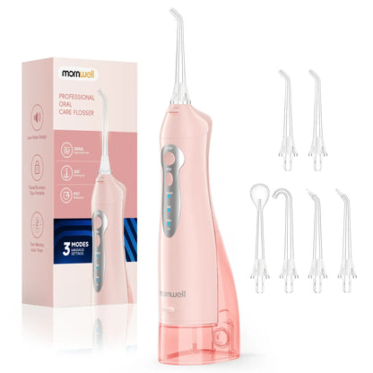 D52 Portable Cordless Water Flosser USB Rechargeable Water Jet Floss Tooth Pick 4 Jet Tip 300ml 3 Modes Teeth Clean for Travel - Urbizia