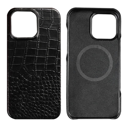for Magsafe Case for iPhone 15 16 17 18 Pro Max Air 18Pro Natural Cowhide Leather Magnetic Protector Luxury Phone Back Cover