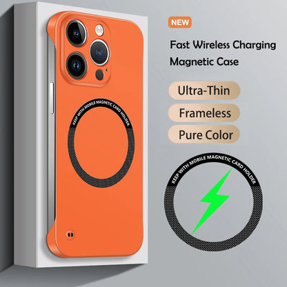 Luxury Ultra Slim Magnetic Frameless Solid Color Phone Case for Magsafe iPhone 13 12 Mini 11 Pro XR X XS Max Shockproof Cover