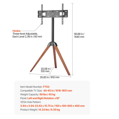 SucceBuy Rolling TV Stand Mobile TV Cart Suit for Various Sizes TV Portable TV Stand with Wheels for Living Room Bedroom Office