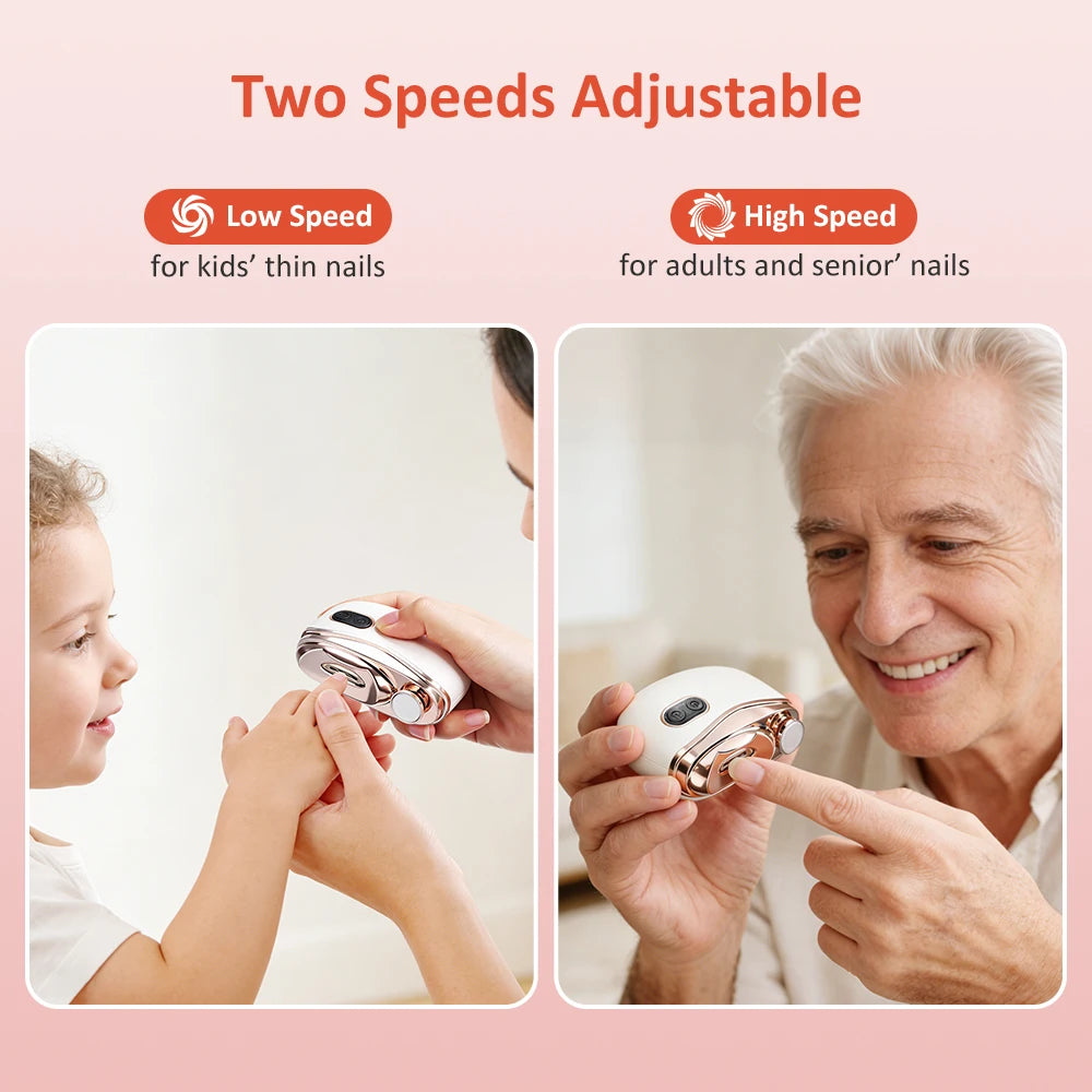 Electric Nail Clipper Cutter With LED Light Automatic Nail Grinder Trimmer For Baby Adult USB Mini Manicure Tools Nail Care