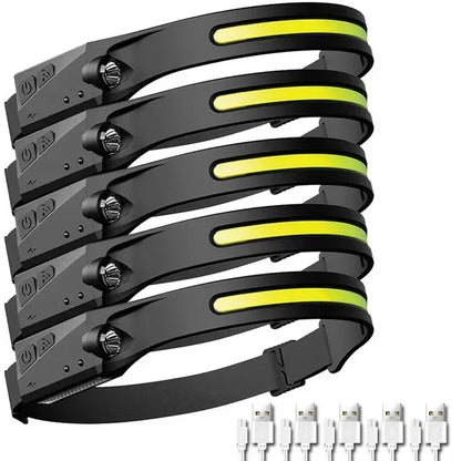 Rechargeable LED Sensor Headlamp with 5 Lighting Modes – Outdoor, Fishing - Urbizia