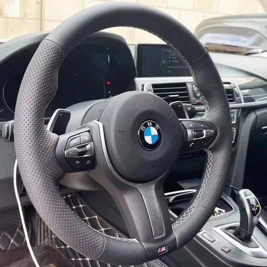 DIY Microfiber Leather Car Steering Wheel Cover For BMW M Sport F06 F10 F15 F16 F20 F21 F25 F30 F32gt F80 F82 X1 X3 x5