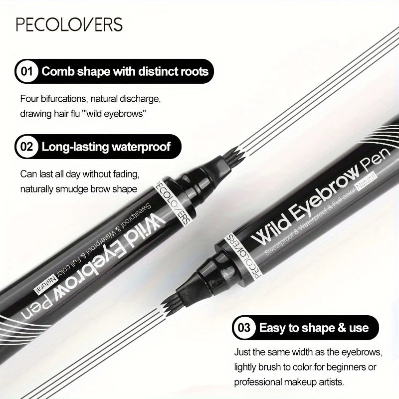 Waterproof 4-Tip Eyebrow Pen – 6 Colors