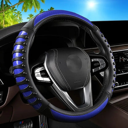 Carbon Fiber Leather Auto Steering Wheel Cover Universal Non Slip Steering Wheel Covers Car Accessories Interior Steering Covers