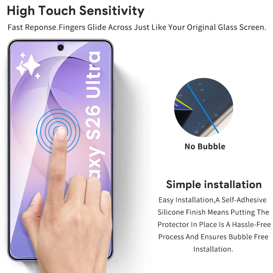 4-1Pcs 9H Tempered Glass For Samsung Galaxy S 26 S26 Ultra Plus S26Ultra S26+ 5G Unlock Screen Protector Explosion-Proof HD Film