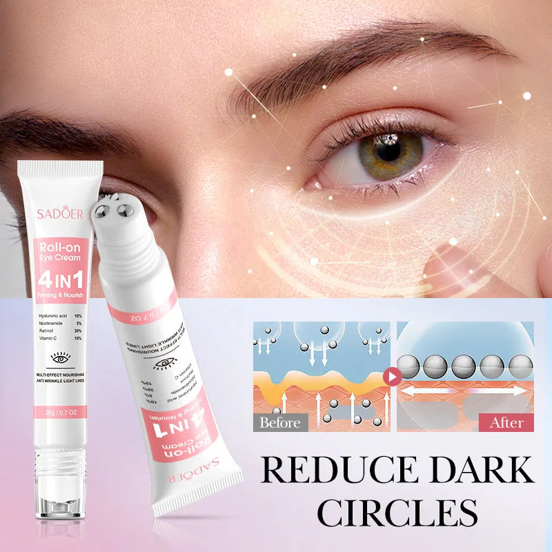 1/2/3pcs SADOER Eye Cream Retinol Nicotinamide Hyaluronic Acid Vitamin C Anti Dark Circle 4in1 Moisturizing Anti-Aging Eye Serum