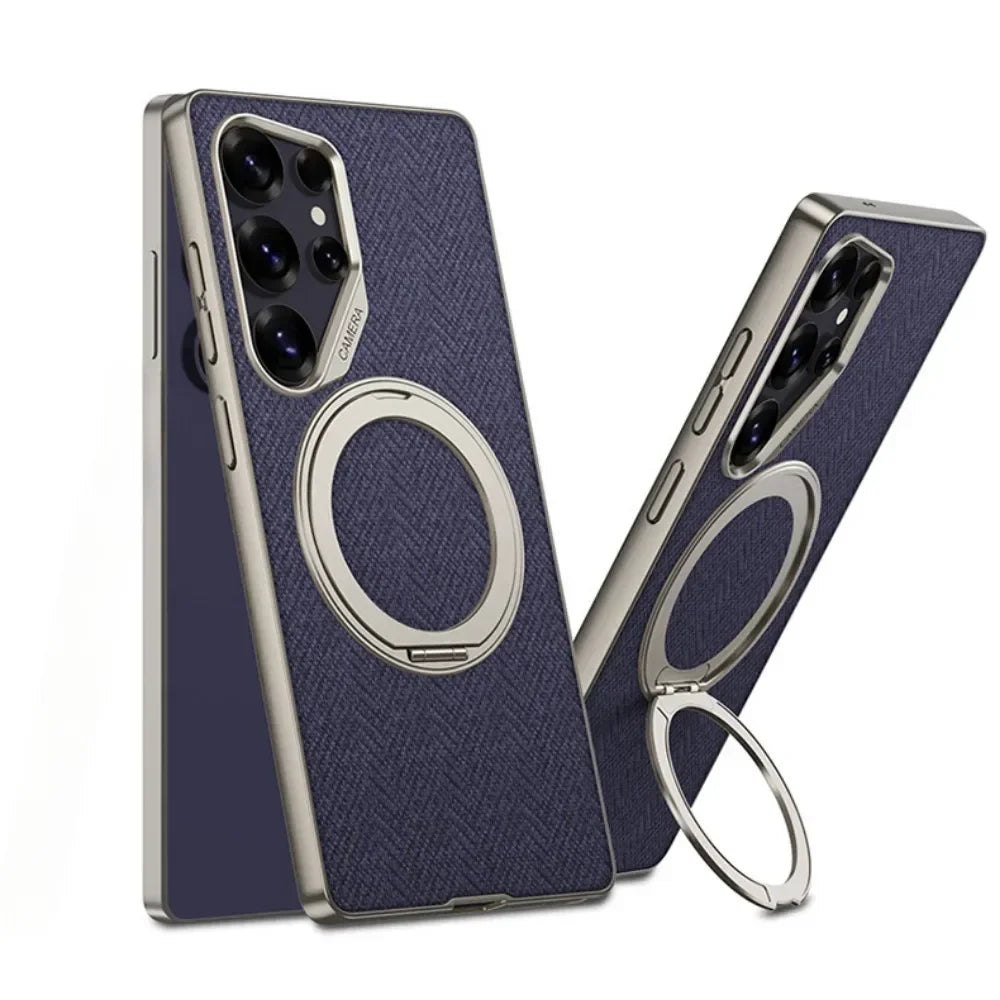 For Samsung Galaxy S26 S25 S24 S23 Ultra 360° Rotating Ring Bracket Holder Phone Case Kistand PU Leather Protective Cover