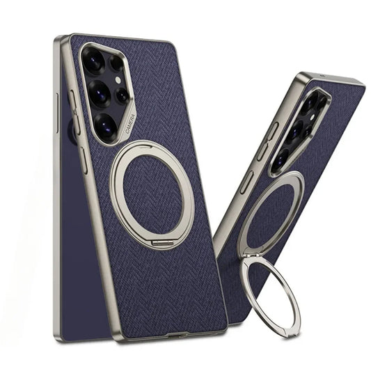 For Samsung Galaxy S26 S25 S24 S23 Ultra 360° Rotating Ring Bracket Holder Phone Case Kistand PU Leather Protective Cover