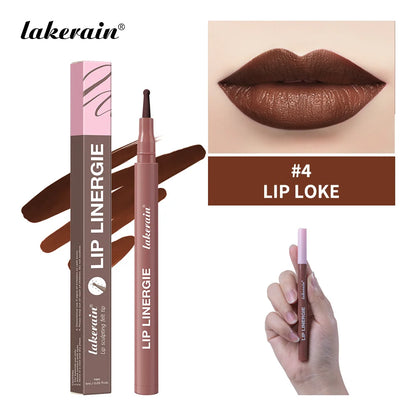 2-in-1 Lip Contour Lip Stain Pen Smudge-proof Non-stick Cup Moisturizing Lip Makeup Cosmetic Dual-Sided Tip Lip Stain & Liner