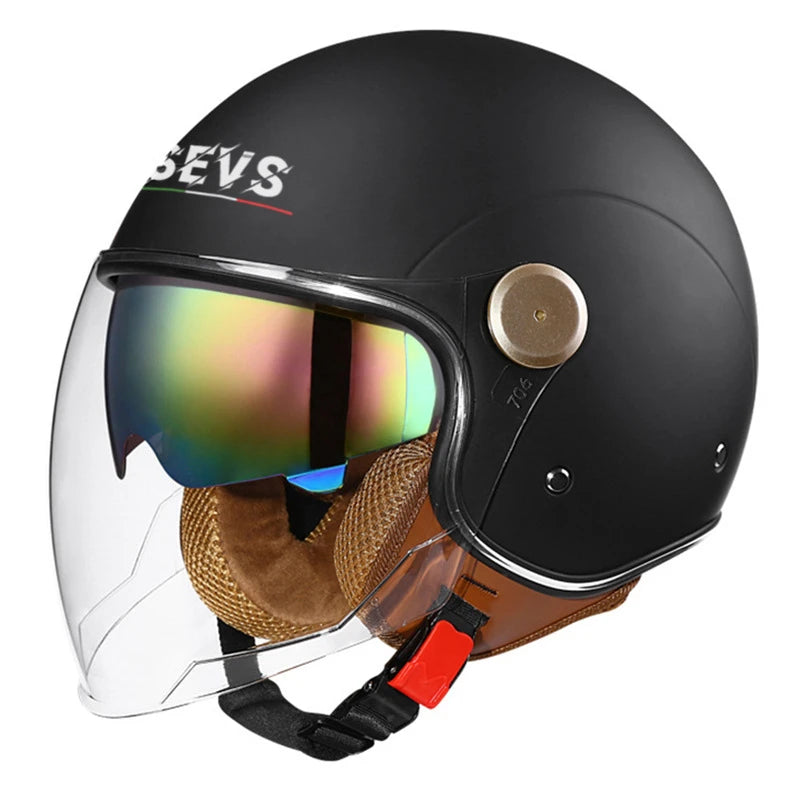 Sevs Open-Face Motorcycle Helmet with Visor