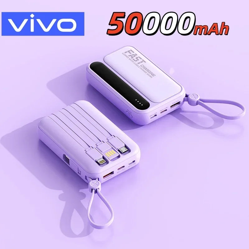 120W Fast Charging Power Bank with Built-in Cables