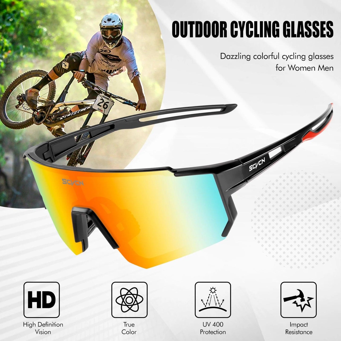 SCVCN UV400 Cycling Sunglasses Road Bike MTB Eyewear