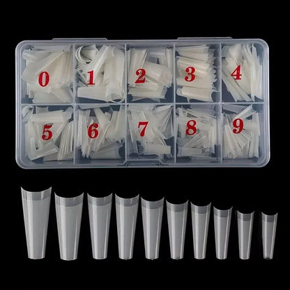 500pcs french Coffin Dancer Nail Tips Acrylic Nail Artificial Half False Flakes Nail Tips,10 Sizes with Clear Plastic Box for Na