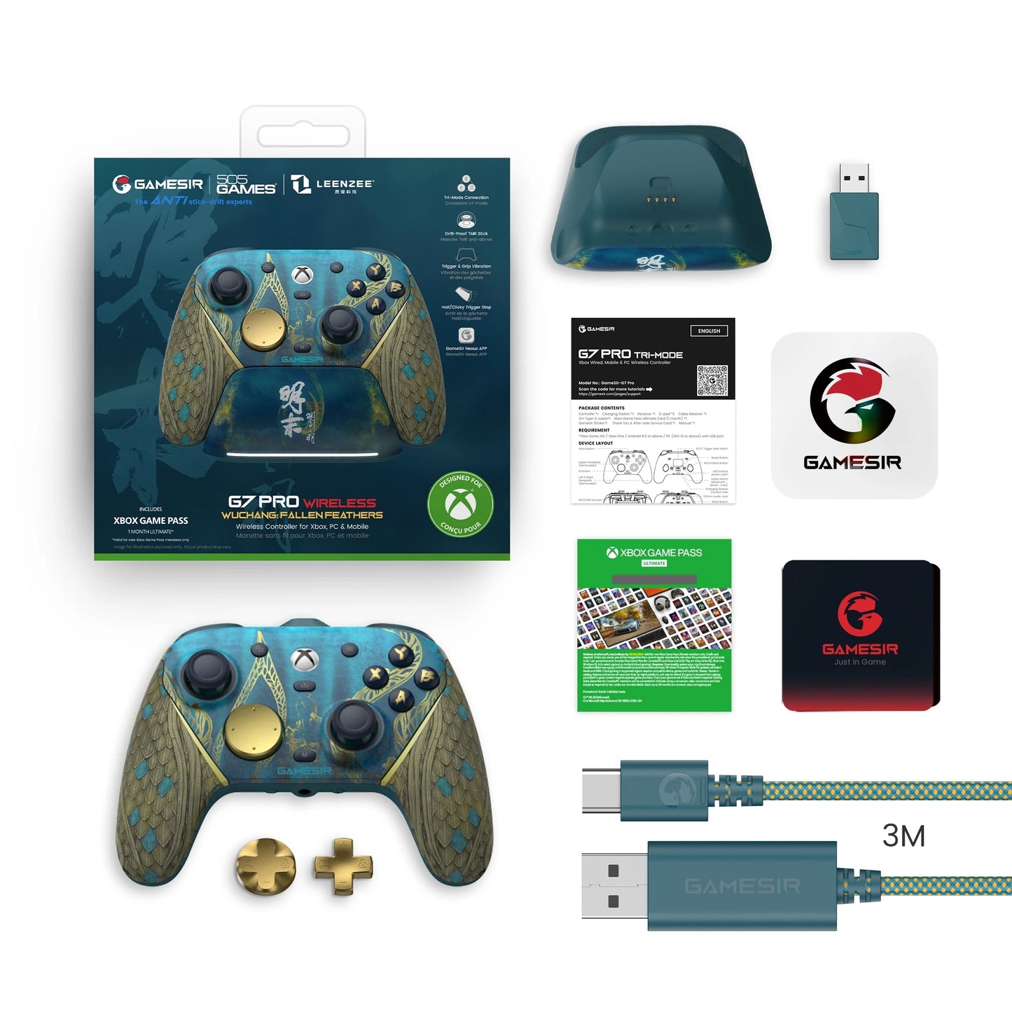 GameSir G7 Pro Wuchang Wireless Xbox Controller with Smart Charging Dock, TMR Joytick, Hall Effect Trigger, Swappable Faceplate