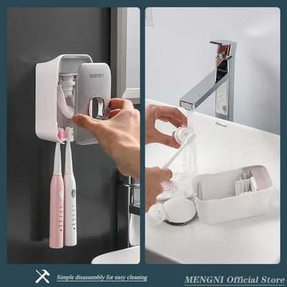 Automatic Toothpaste Dispenser & Wall-Mounted Toothbrush Holder - Urbizia