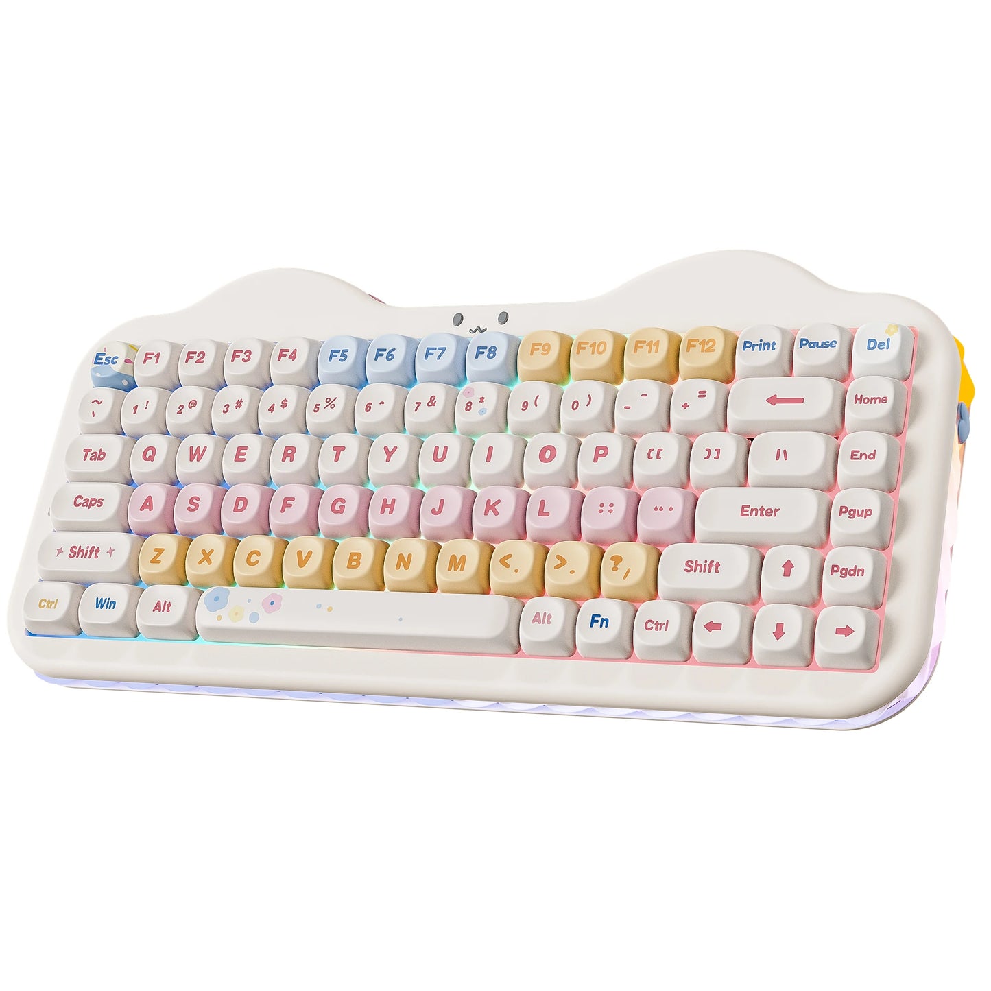 YUNZII C75 Wireless Mechanical Keyboard, 75% Creamy Hot Swap Custom RGB Keyboard, Gasket Cute Cake Design, for Win/Mac/Gaming