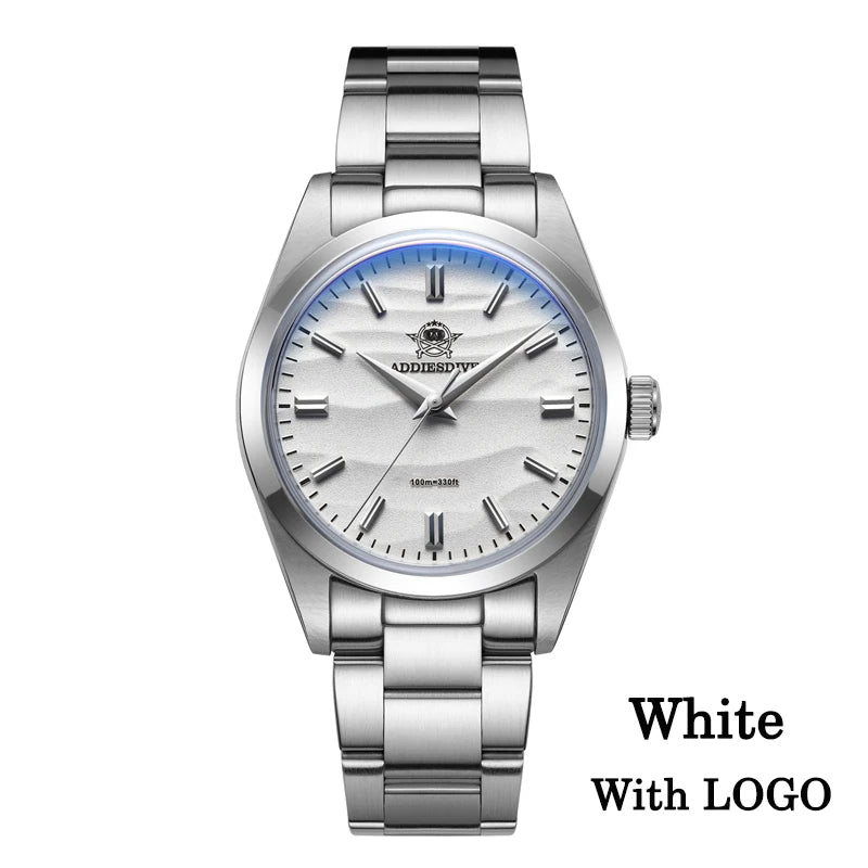 ADDIESDIVE Hot Sale AD2030 Quartz Watch Simple 10Bar Steel Dive Wristwatch Bubble Mirror Pot Cover Glass Sports 36mm Men Watches