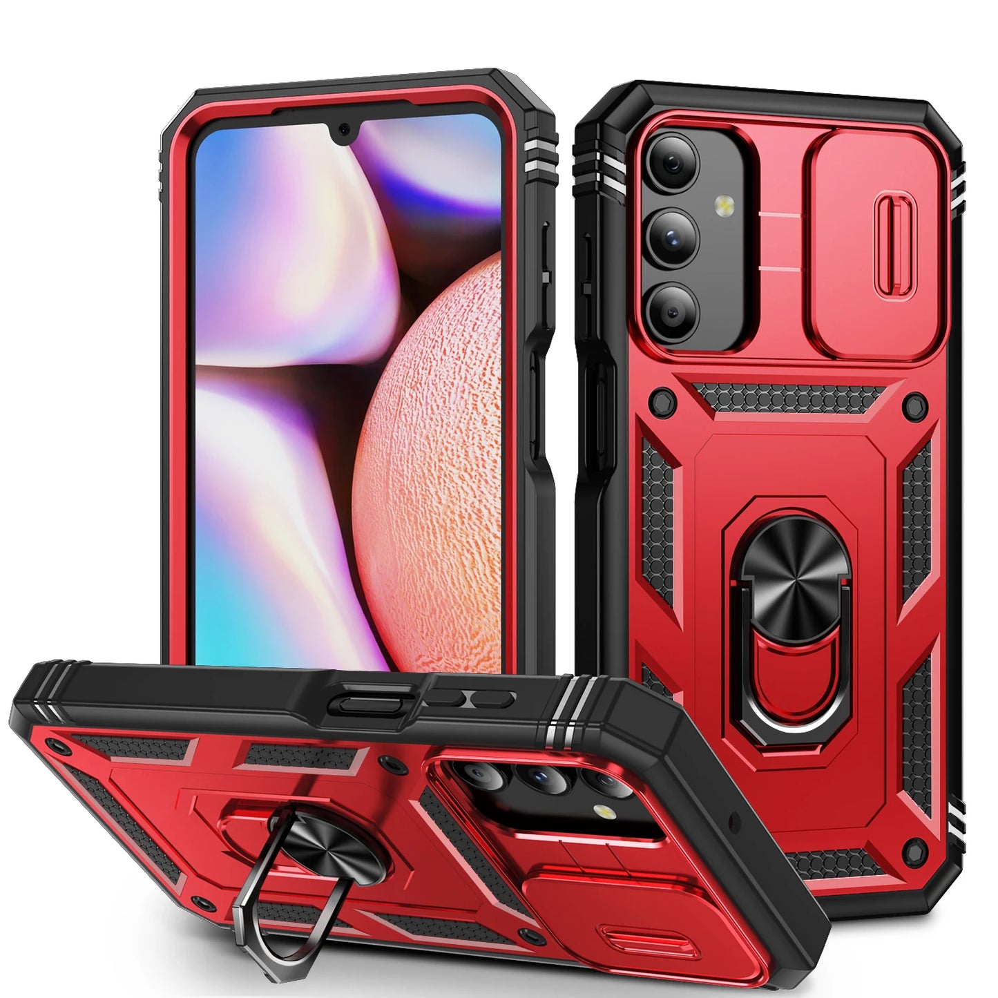 360 Full Protection Phone Case For Samsung Galaxy A17 A16 A15 A56 A55 A26 A06 A35 A34 A54 Case Armor Car Magnet Ring Stand Cover