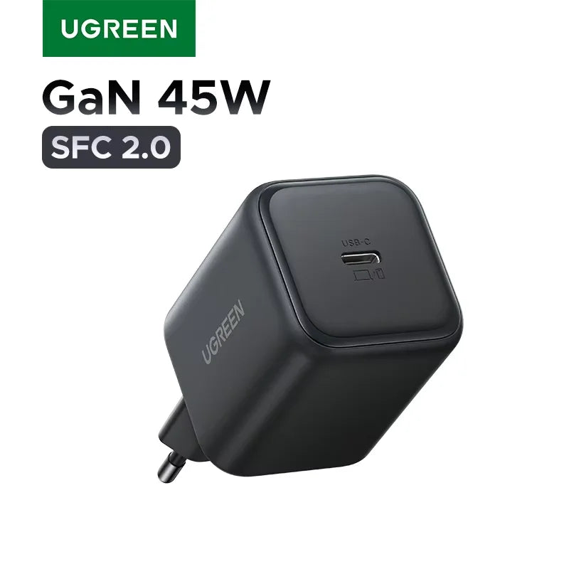 【EU Plug】UGREEN 45W/30W/25W/20W GaN Charger PD3.0 PPS QC3.0 USB C Fast Charger For iPhone 17 16 15 ProMax Samsung S25 iPad Air