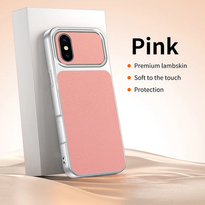Funda Lychee Grain Phone Case for Apple iPhone XS Max X XR Simple Luxury Plating Faux Lambskin Soft Silicone Original Back Cover