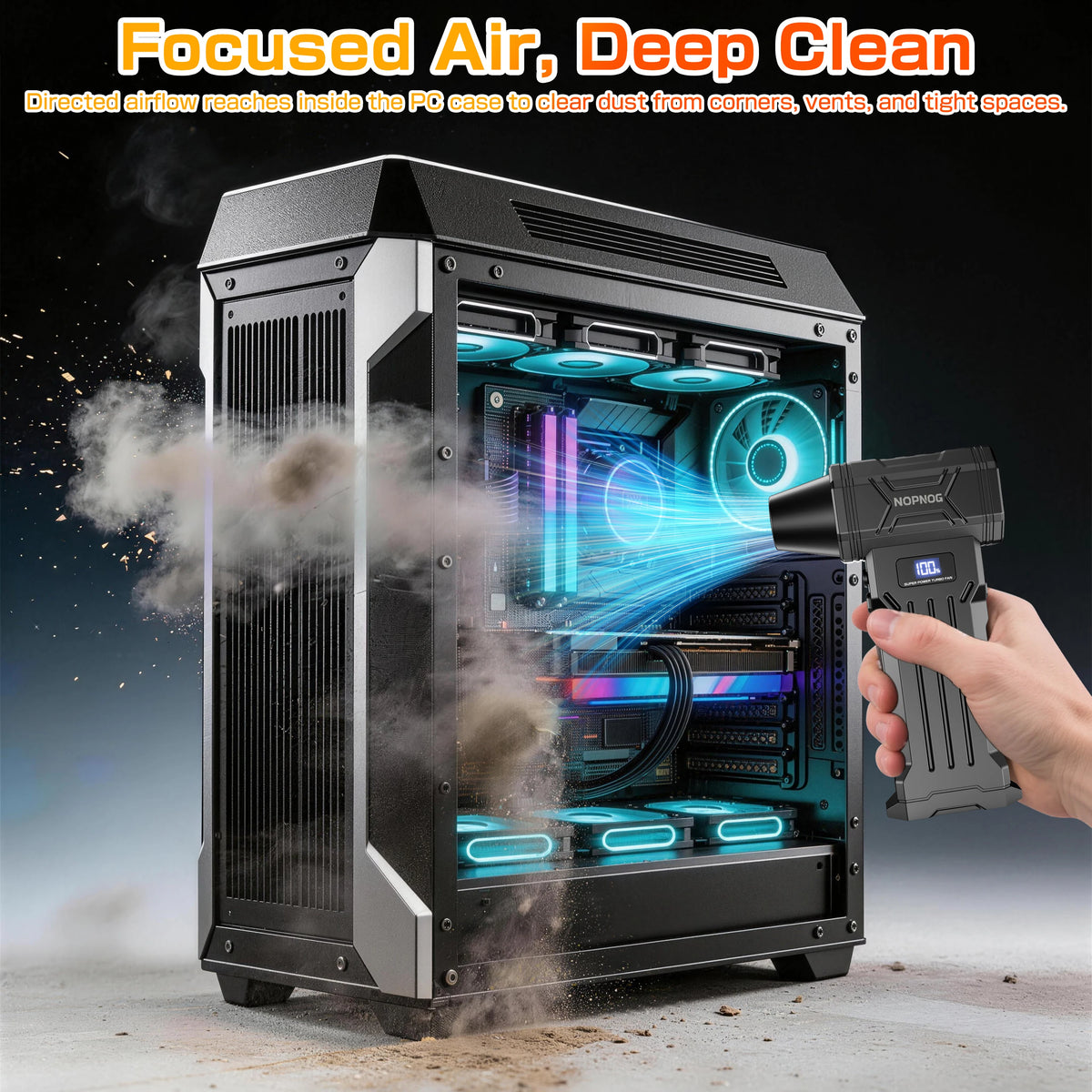 Car Vacuum Cleaner Turbo Fan Air Blower Cleaning Tools Air Duster Electric Dust Collector Hair Dryer for RV Truck Trailer Home Outdoors Camping Universal Auto Accessories