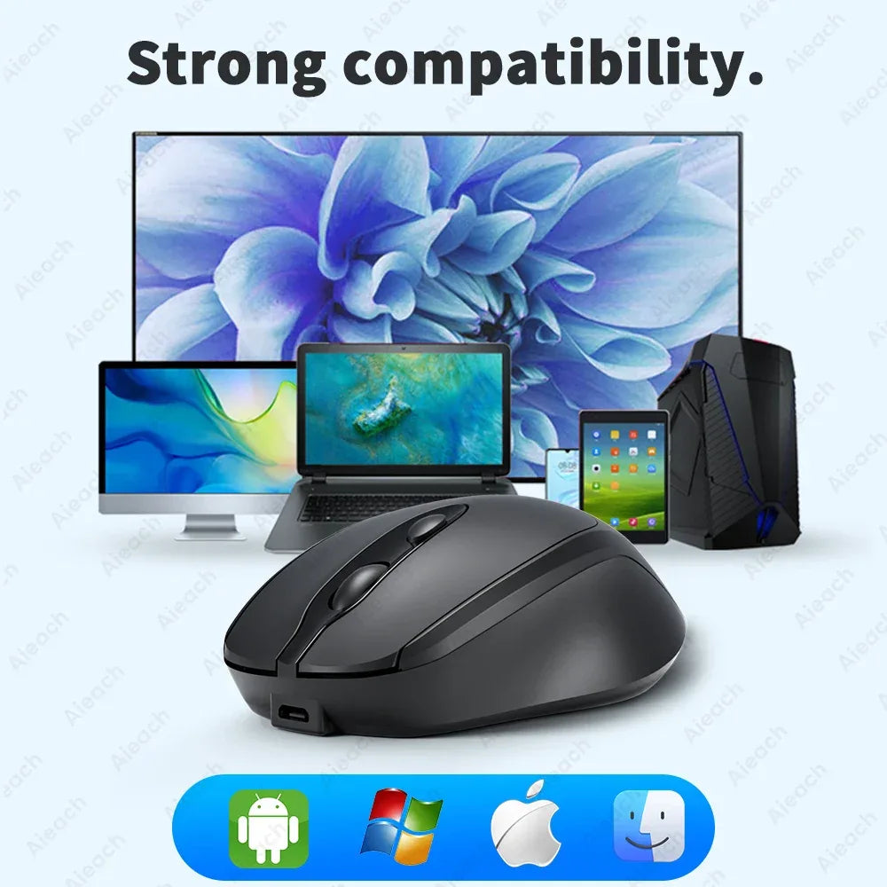 Portable Wireless Bluetooth Mouse Compact Ergonomic 2.4G USB Noiseless 1600DPI 500mAh Rechargeable for PC Tablet Laptop MacBook