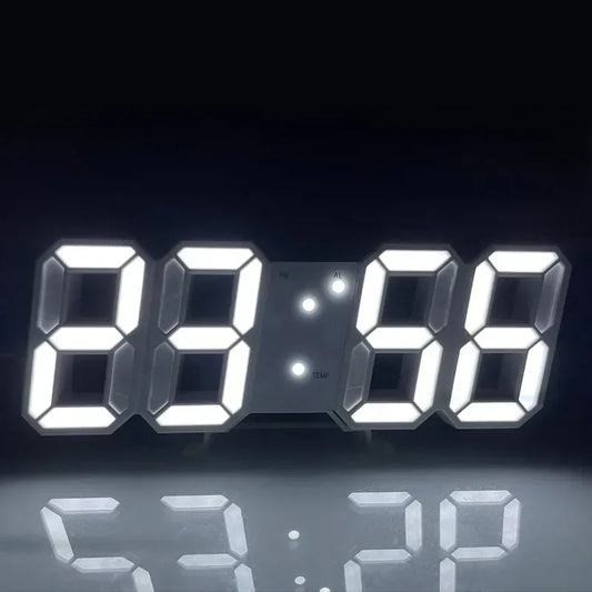 3D LED Digital Clock Luminous Fashion Wall Clock Multifunctional Creative USB Plug in Electronic Clock Home Decoration - Urbizia