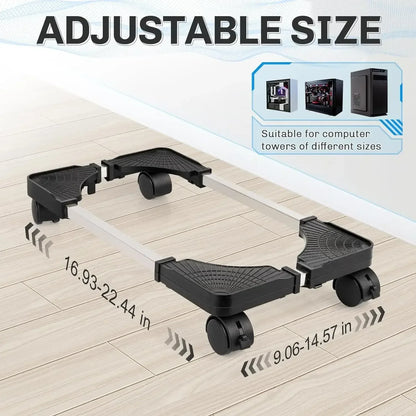 Adjustable Mobile PC Tower Stand with Wheels under Desk CPU Holder Adjustable Stable Mobile Computer Host Stand for Home Office - Urbizia