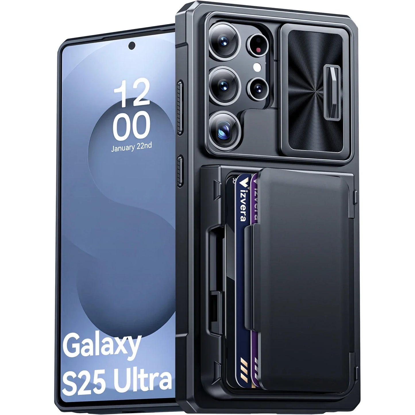 Samsung Galaxy S25 Ultra Case Wallet - Full Body Protective with Card Holder (4 Cards) Camera Cover & Kickstand for Women & Men