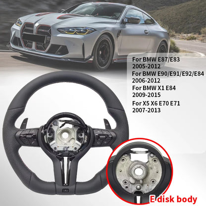 Perforated Flat Steering Wheel For BMW E90 E87 E70 E84 F10 F06 F20 F30 F15 F25 F23 F48 Black Button Fat Sport Upgrade